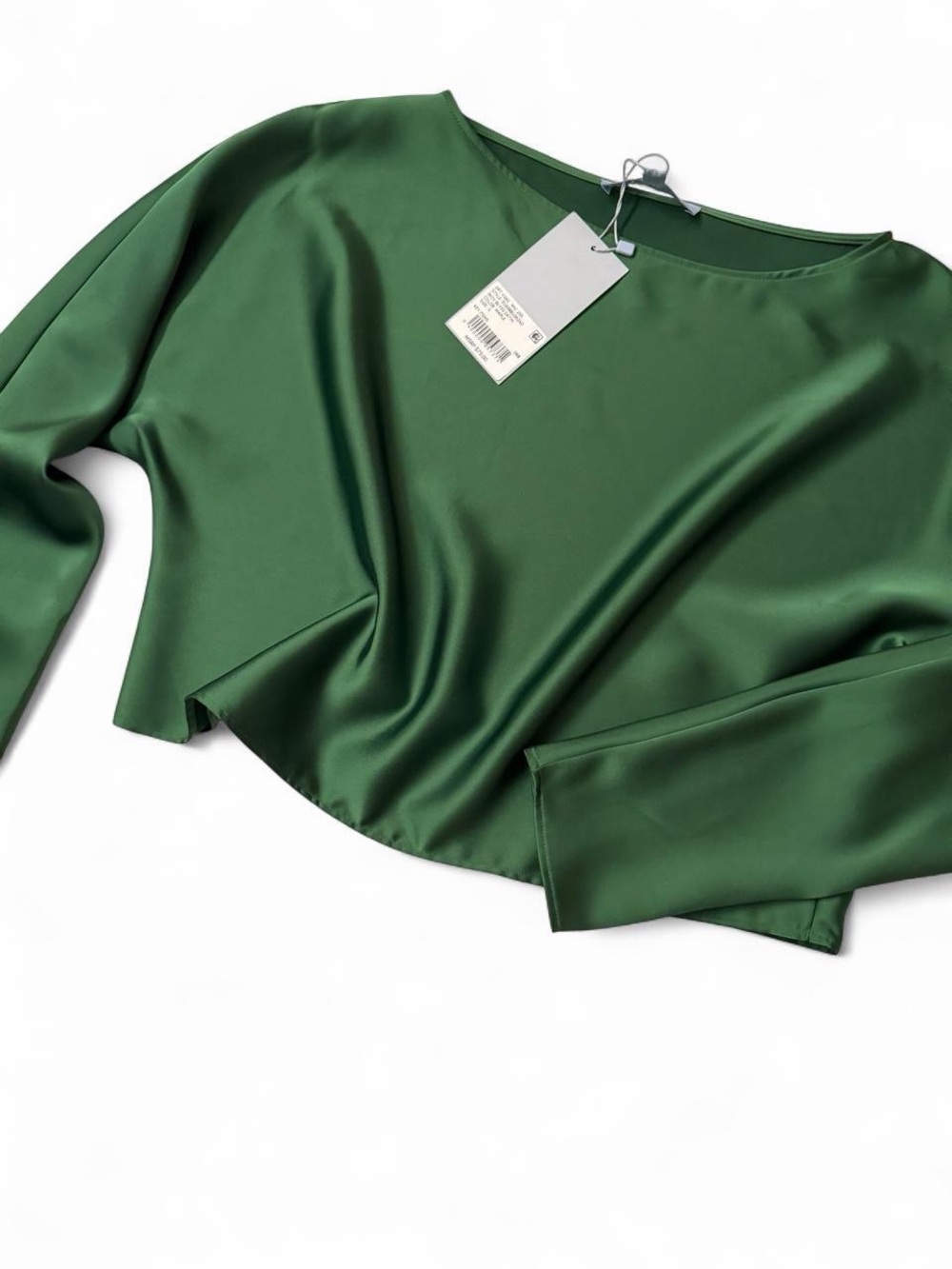 Antonio Melani Satin Boatneck Blouse in Deep Green
